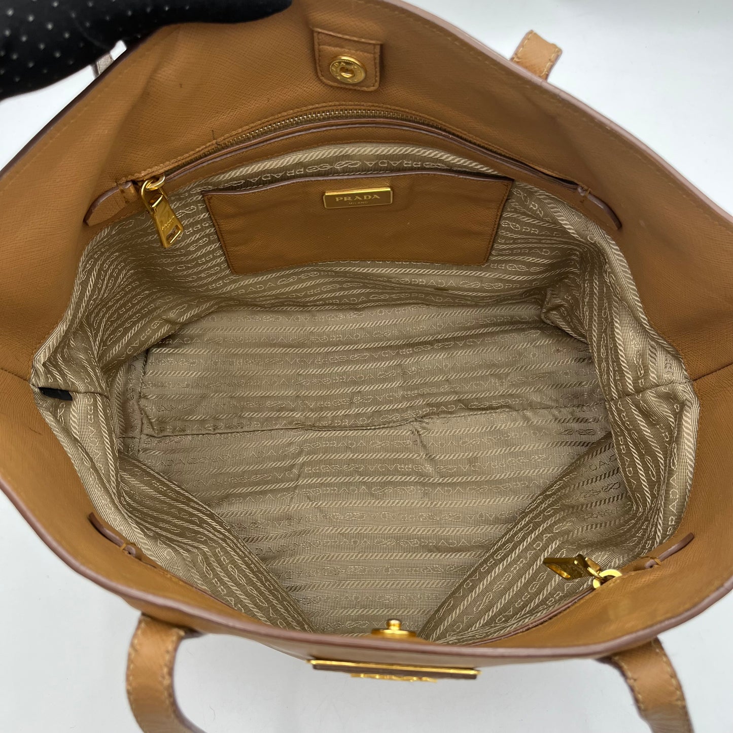 Prada Tan Saffiano Soft Open Tote