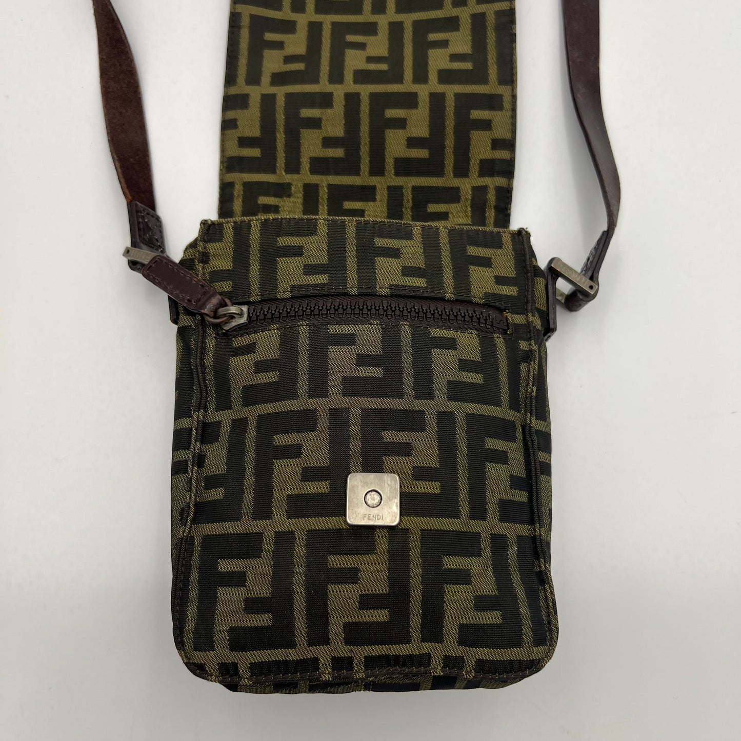 Fendi Tobacco Zucca Flap Mini Crossbody