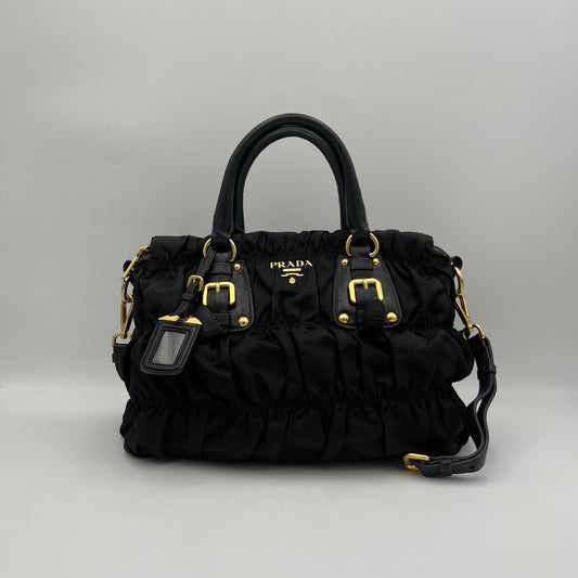 Prada Black Tessuto Gaufre Two-Way Bag