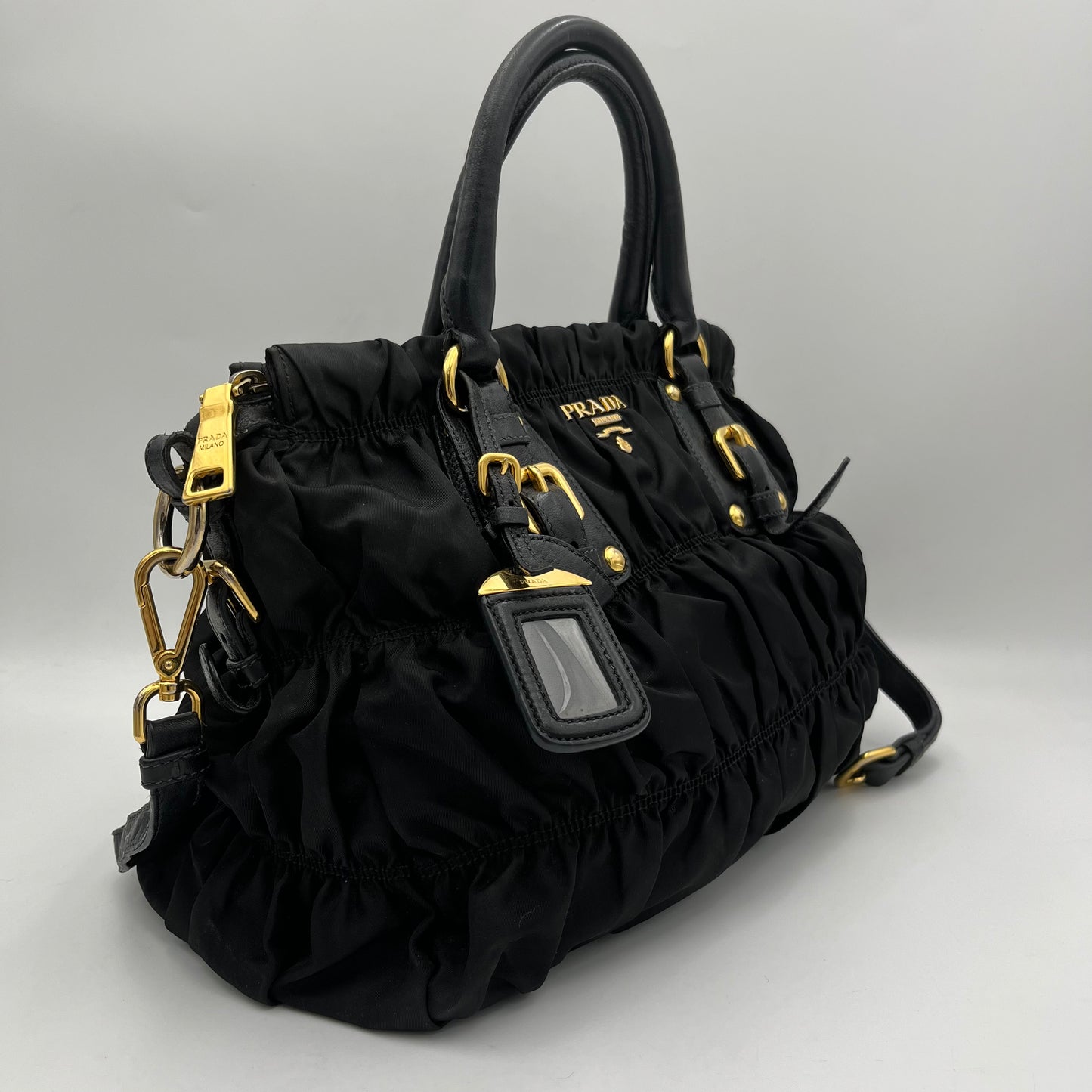 Prada Black Tessuto Gaufre Two-Way Bag