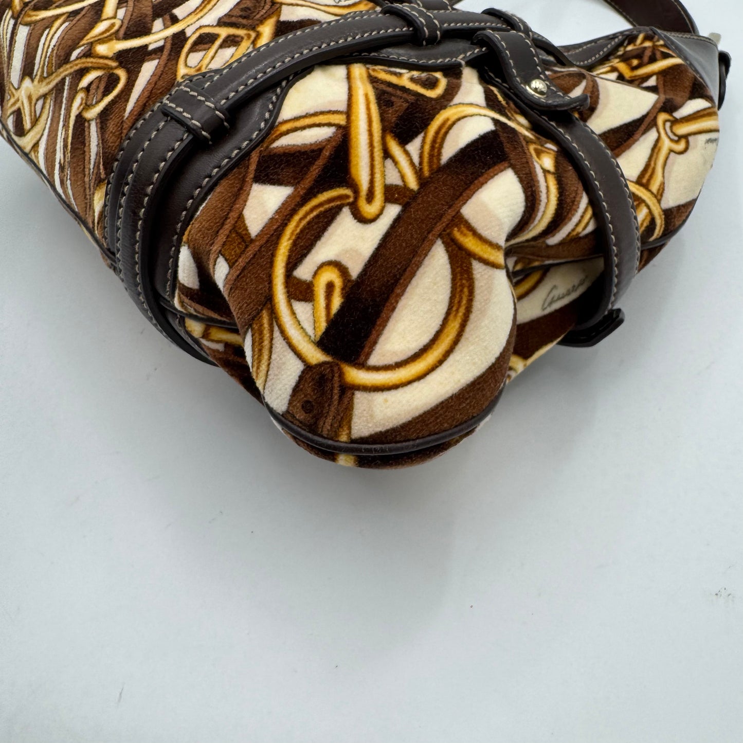 Gucci 85th Anniversary Beige Brown Velvet Horsebit Hobo Bag