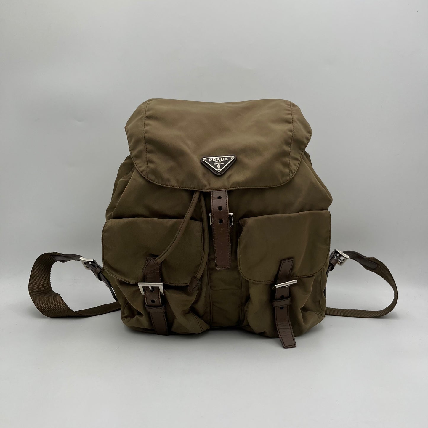 Prada Khaki Nylon Backpack