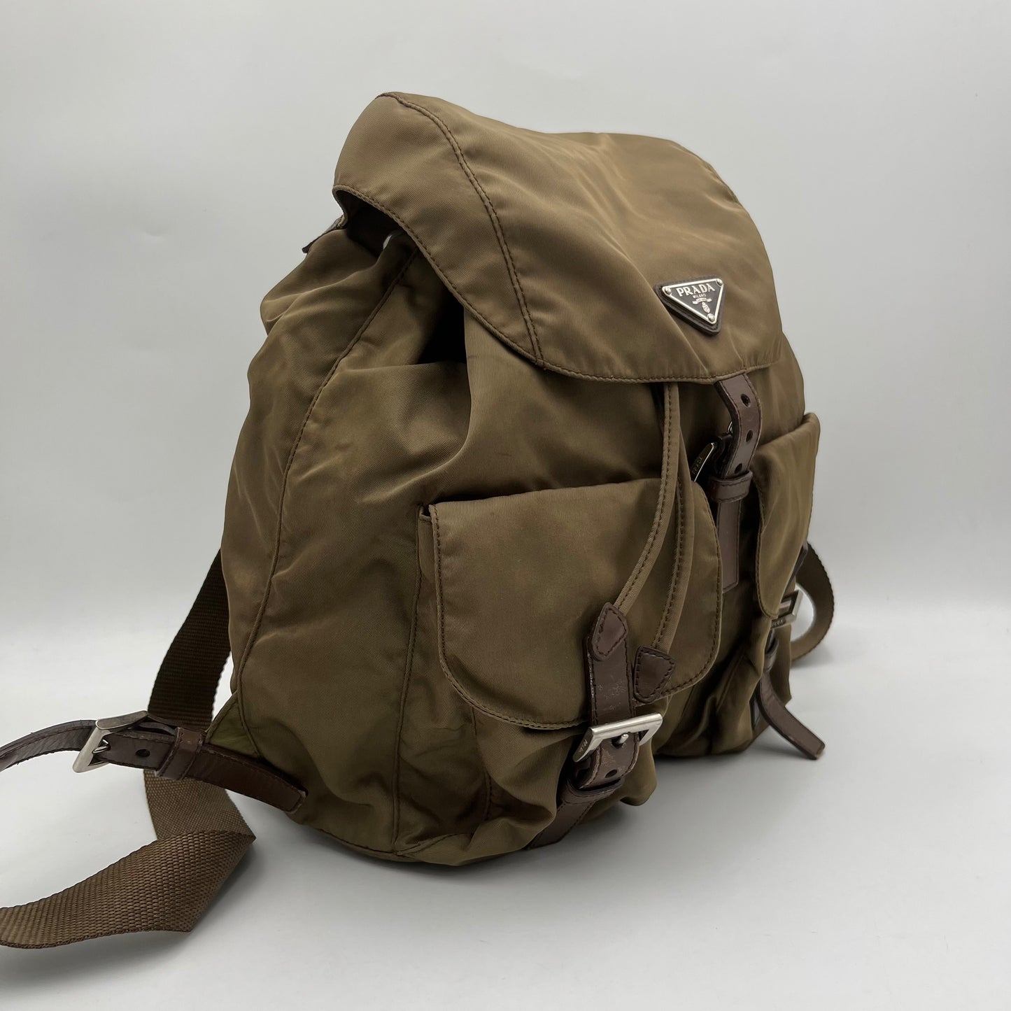 Prada Khaki Nylon Backpack