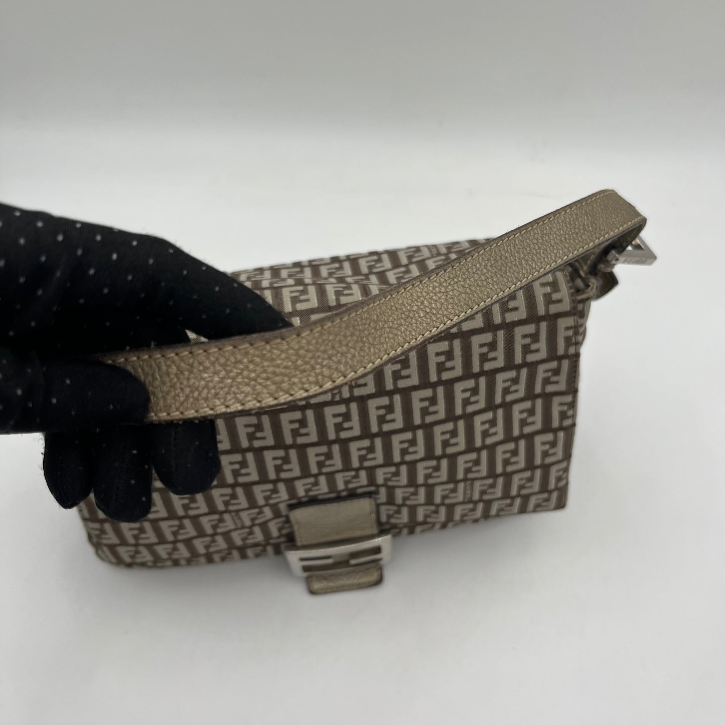 Fendi Gray Metallic Zucchino Mamma Baguette