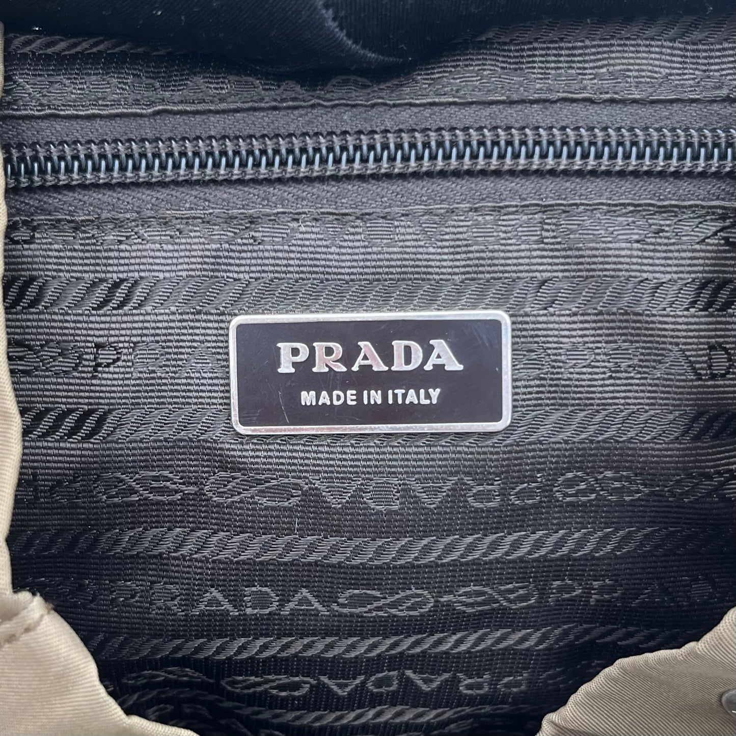 Prada Khaki Nylon Backpack