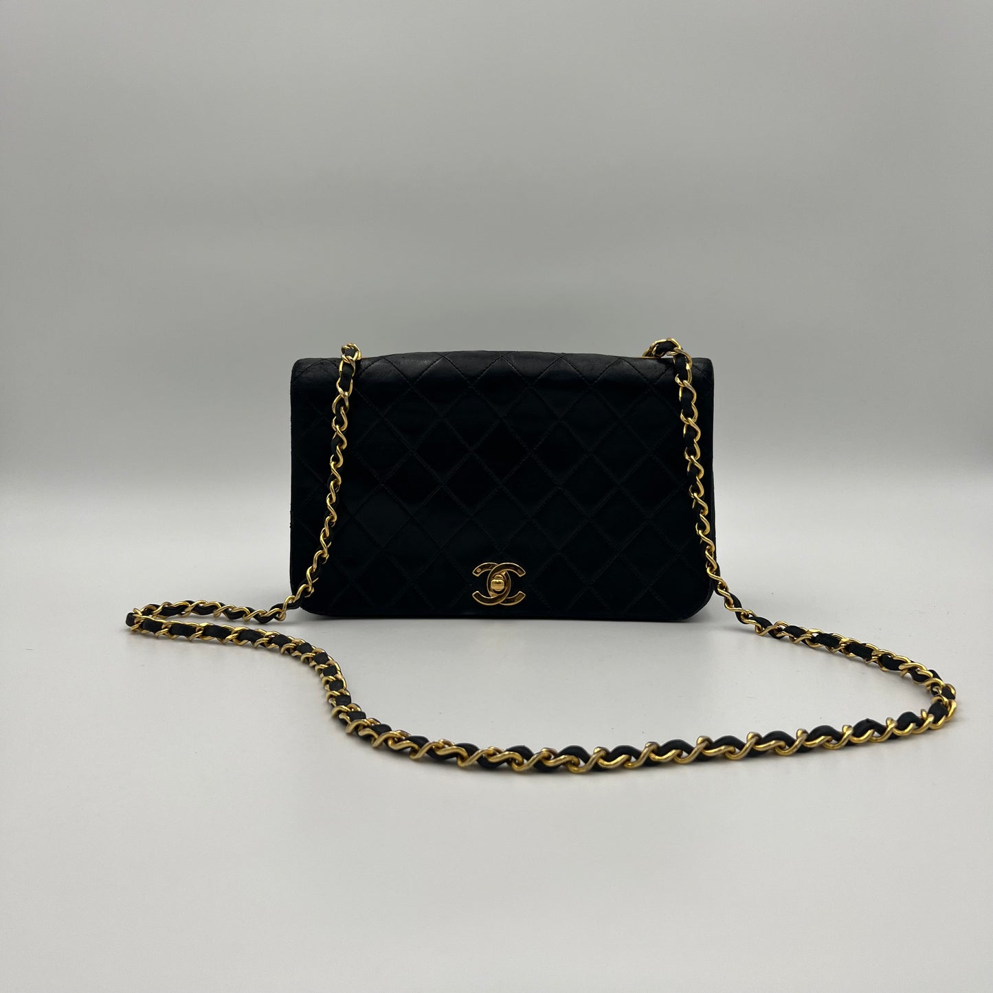 Chanel Black Quilted Lambskin Leather Full Flap GHW