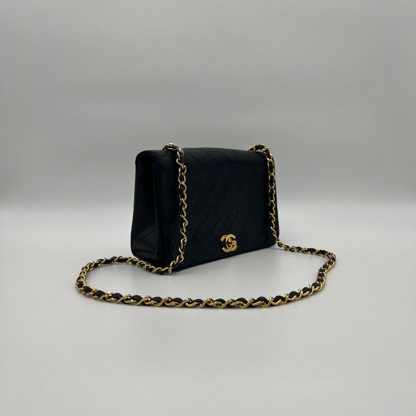 Chanel Black Quilted Lambskin Leather Full Flap GHW