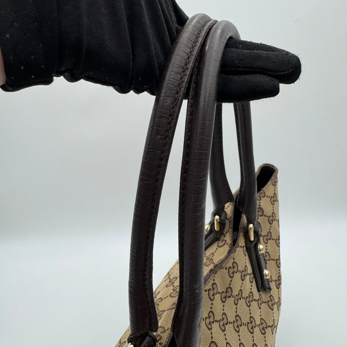 Gucci Brown Monogram Canvas and Leather Hasler Horsebit Tote