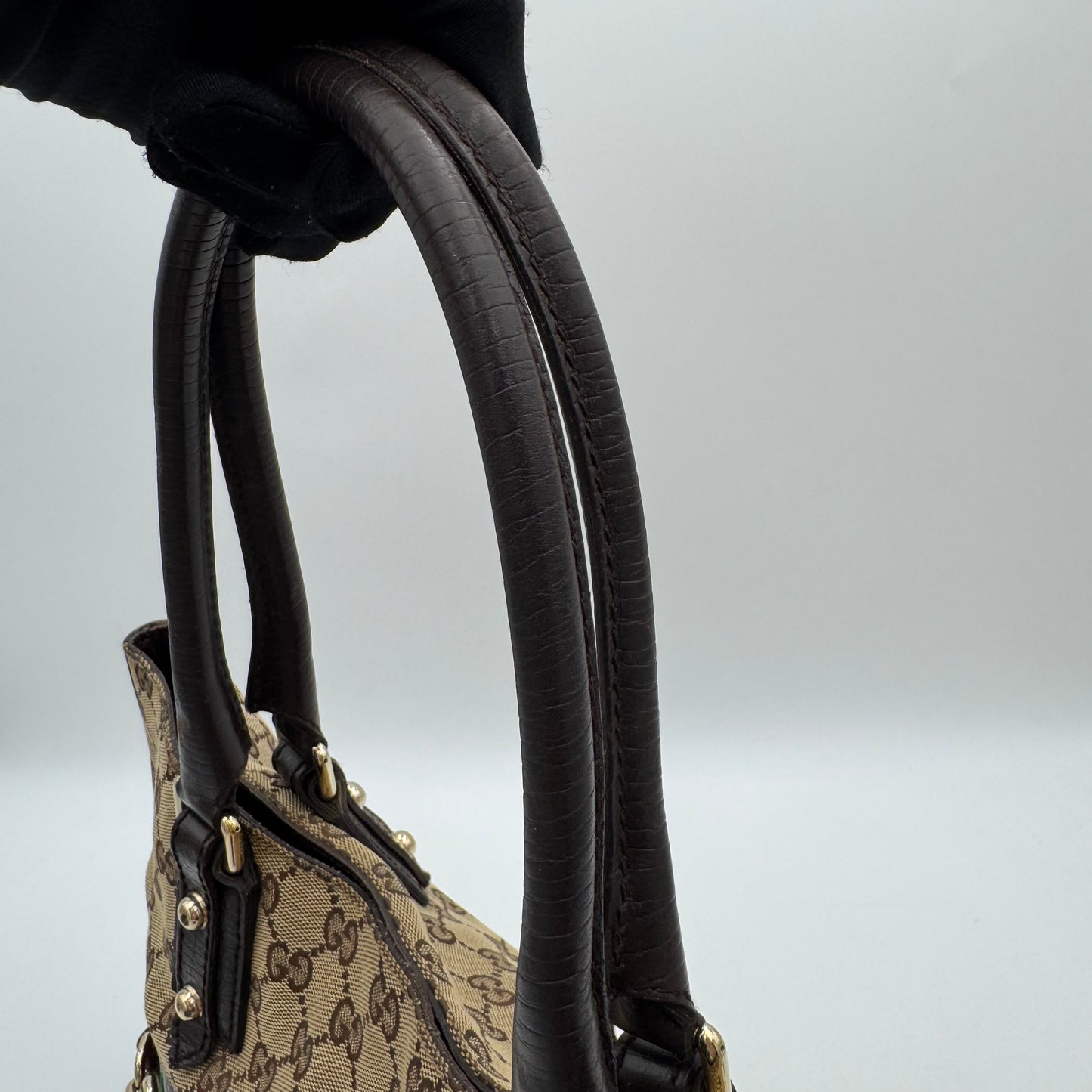 Gucci Brown Monogram Canvas and Leather Hasler Horsebit Tote