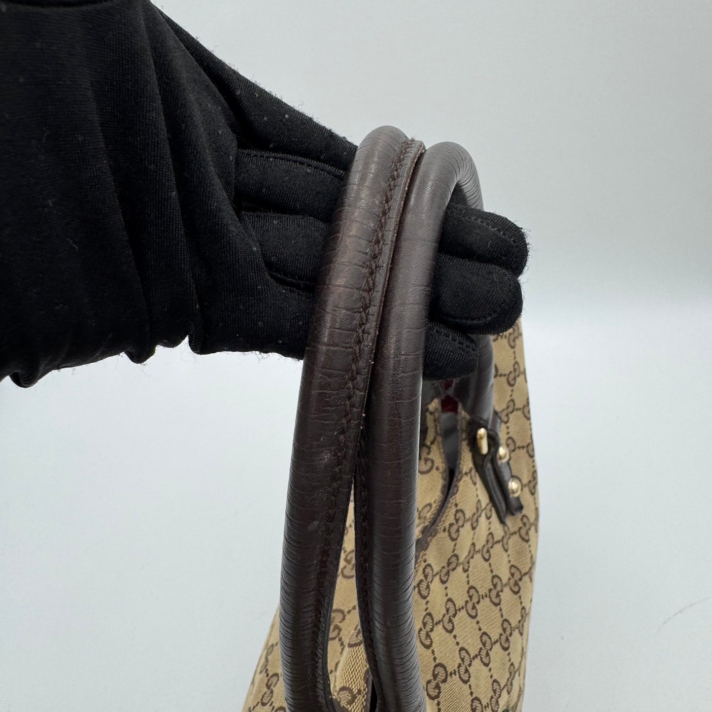 Gucci Brown Monogram Canvas and Leather Hasler Horsebit Tote