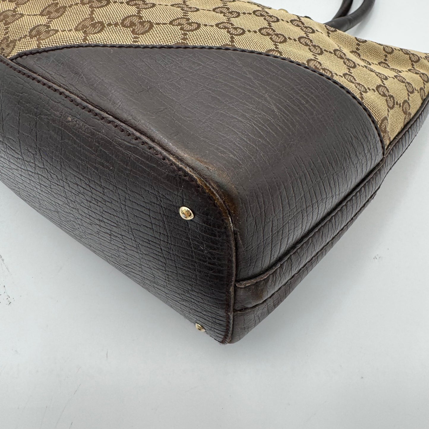 Gucci Brown Monogram Canvas and Leather Hasler Horsebit Tote