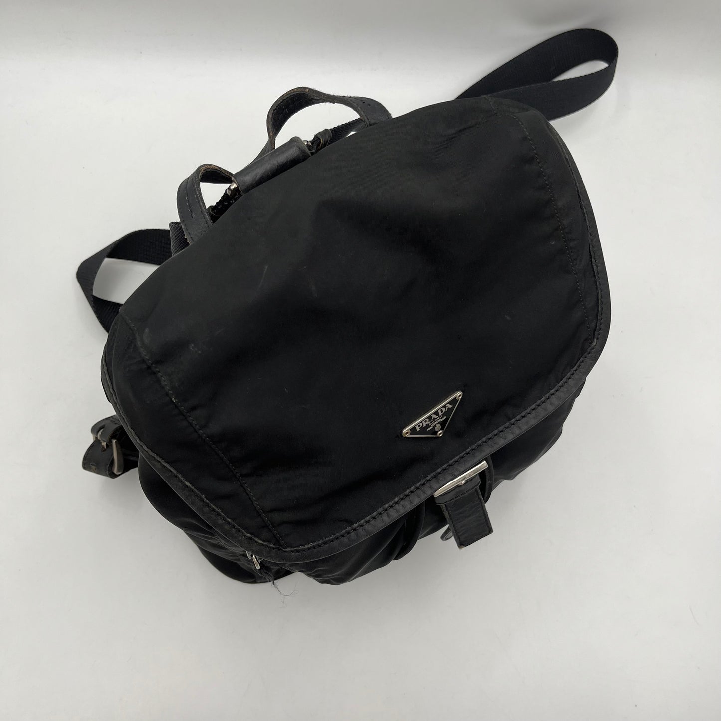 Prada Black Nylon x Leather Medium Backpack