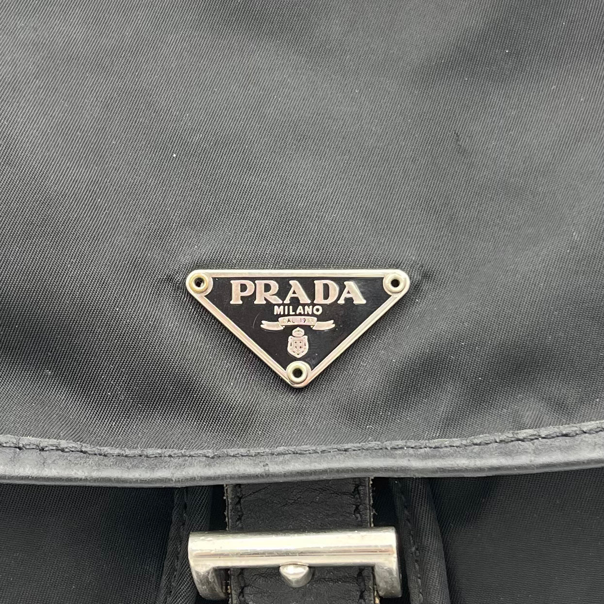 Prada Black Nylon x Leather Medium Backpack