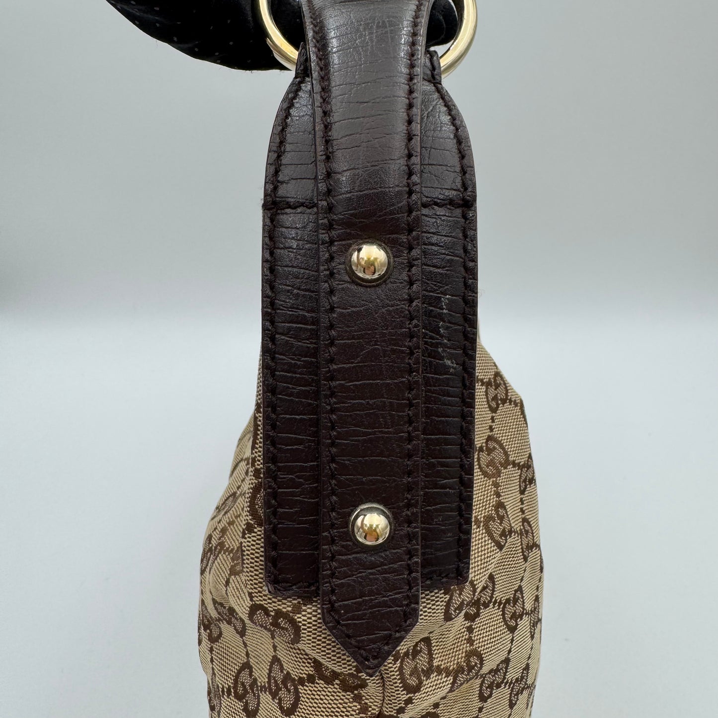 Gucci Monogram Canvas Horsebit Hobo Shoulder Bag