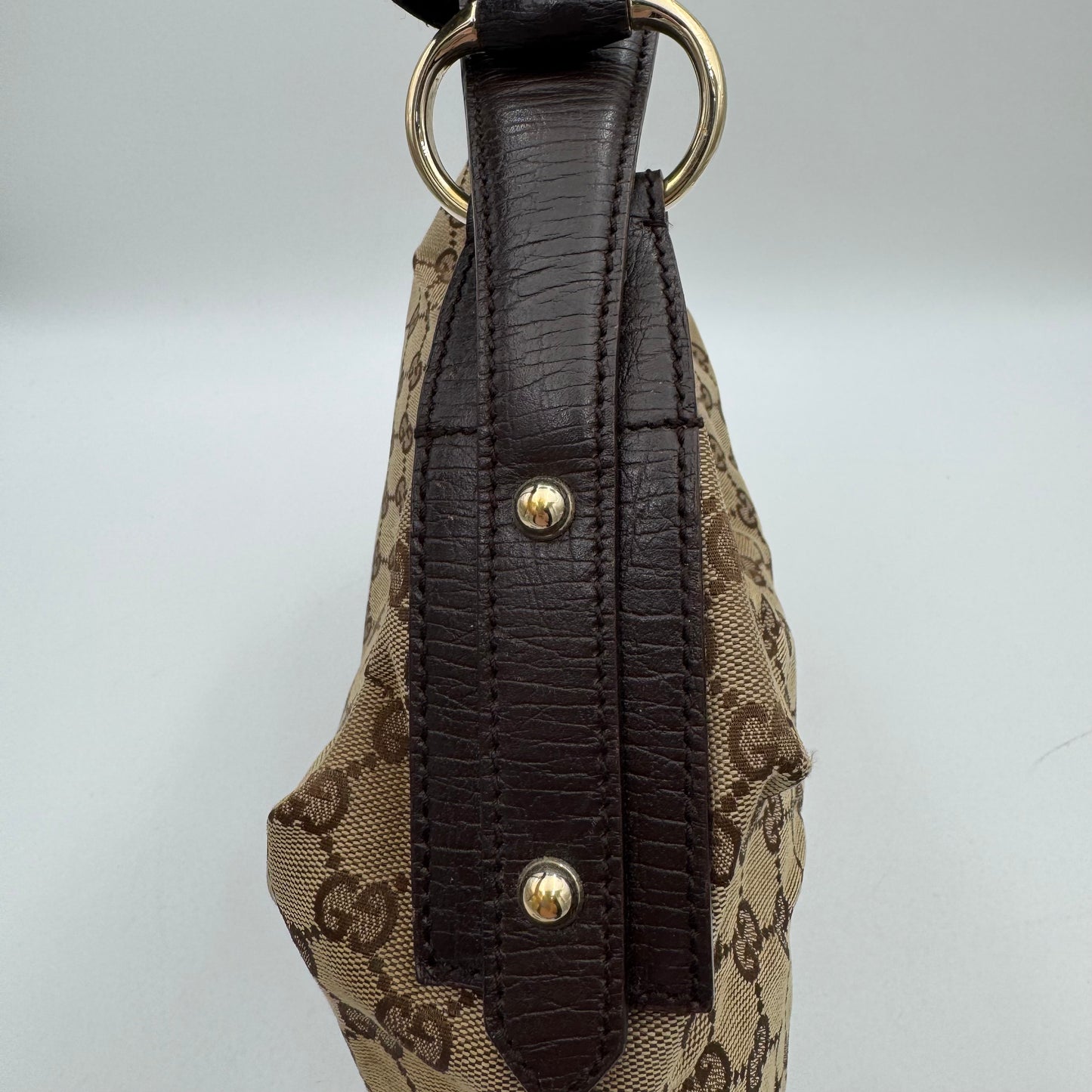 Gucci Monogram Canvas Horsebit Hobo Shoulder Bag