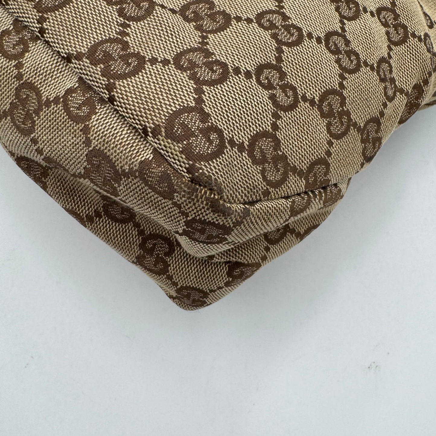 Gucci Monogram Canvas Horsebit Hobo Shoulder Bag