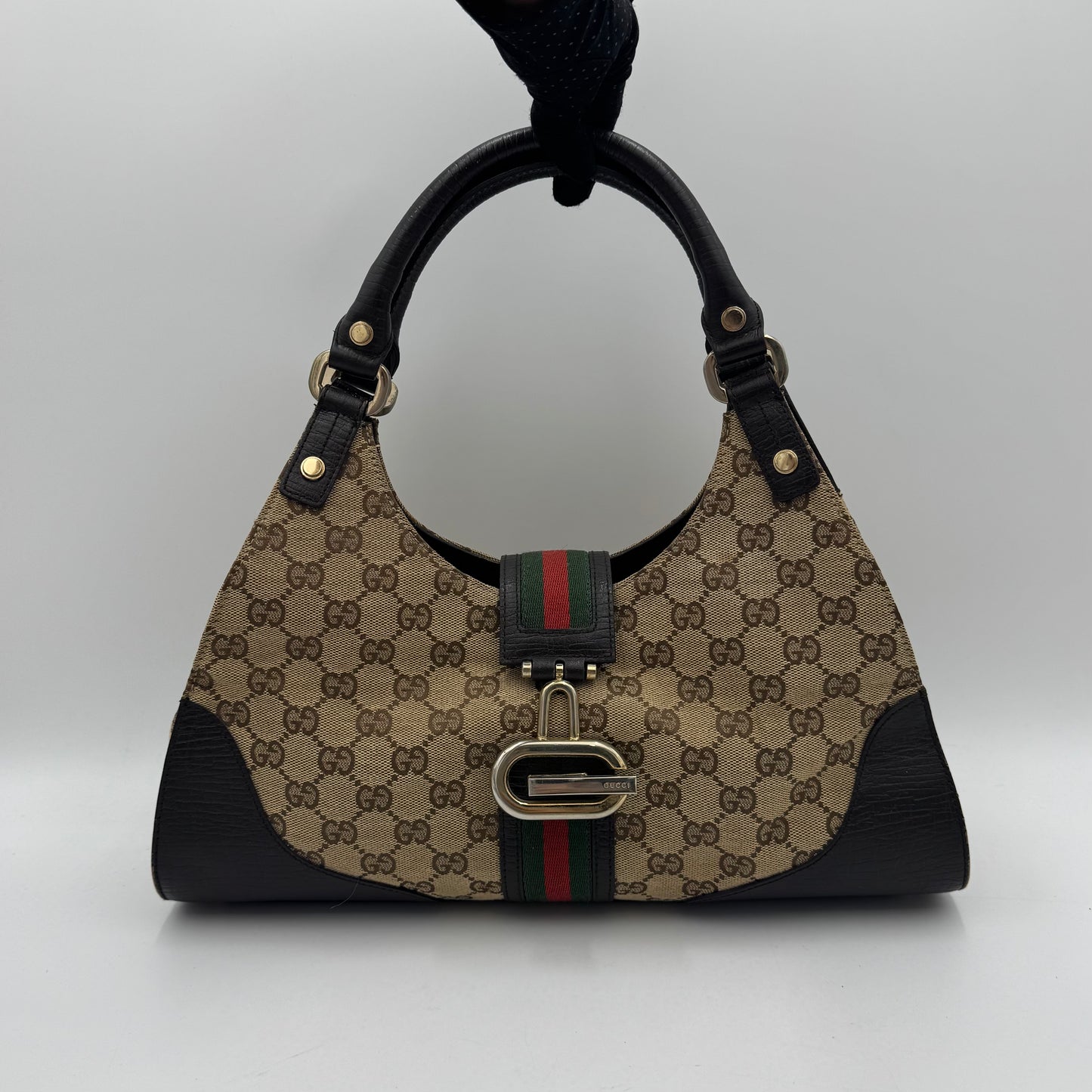 Gucci Monogram Canvas Sherryline Junco Hobo Shoulder Bag