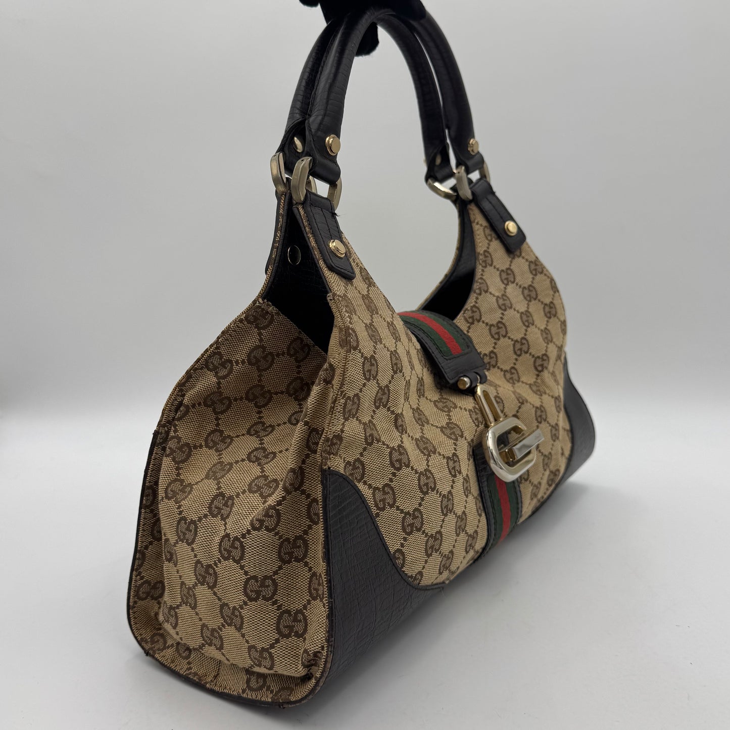 Gucci Monogram Canvas Sherryline Junco Hobo Shoulder Bag