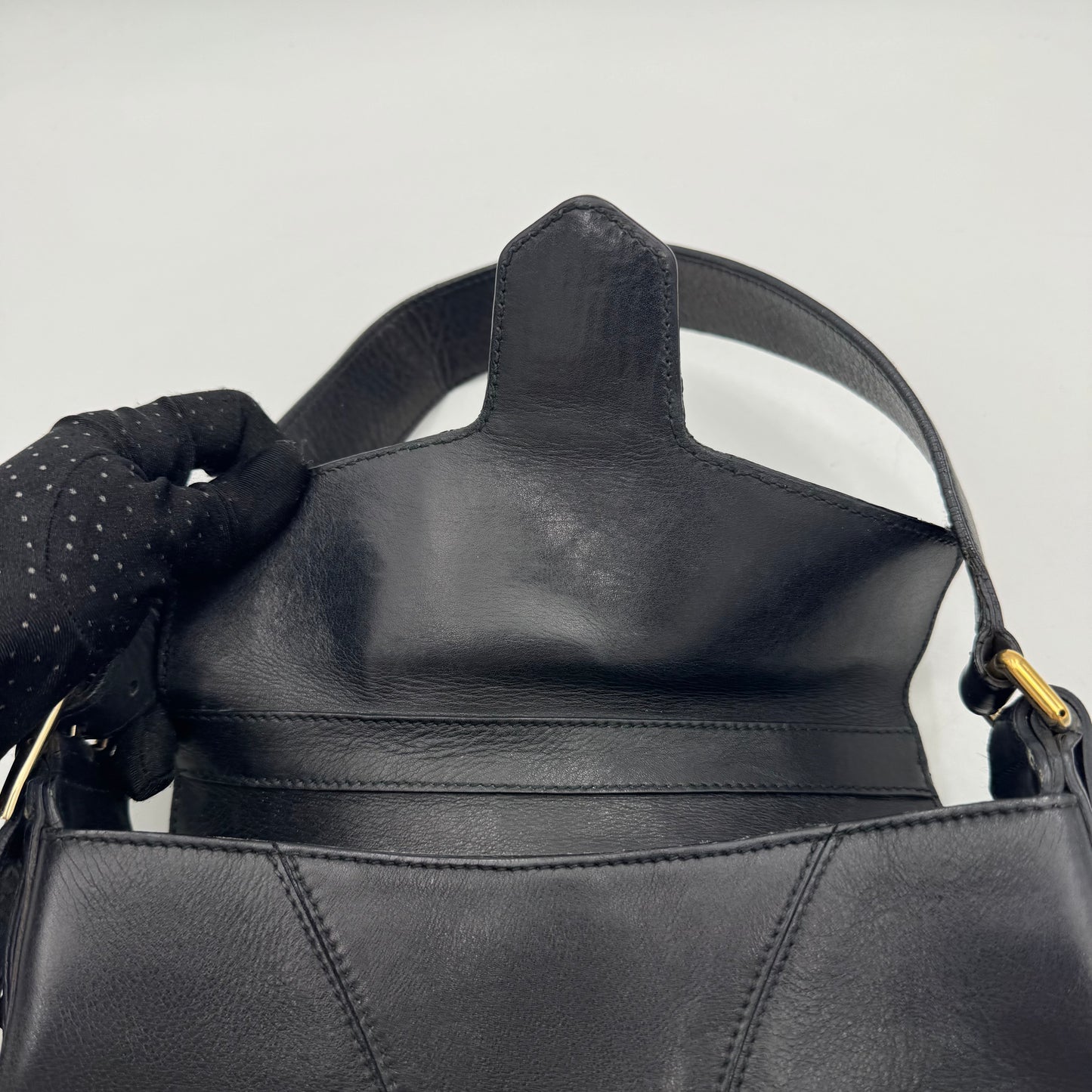 Gucci Tom Ford Black Leather Horsebit Chain Flap Small Shoulder Bag