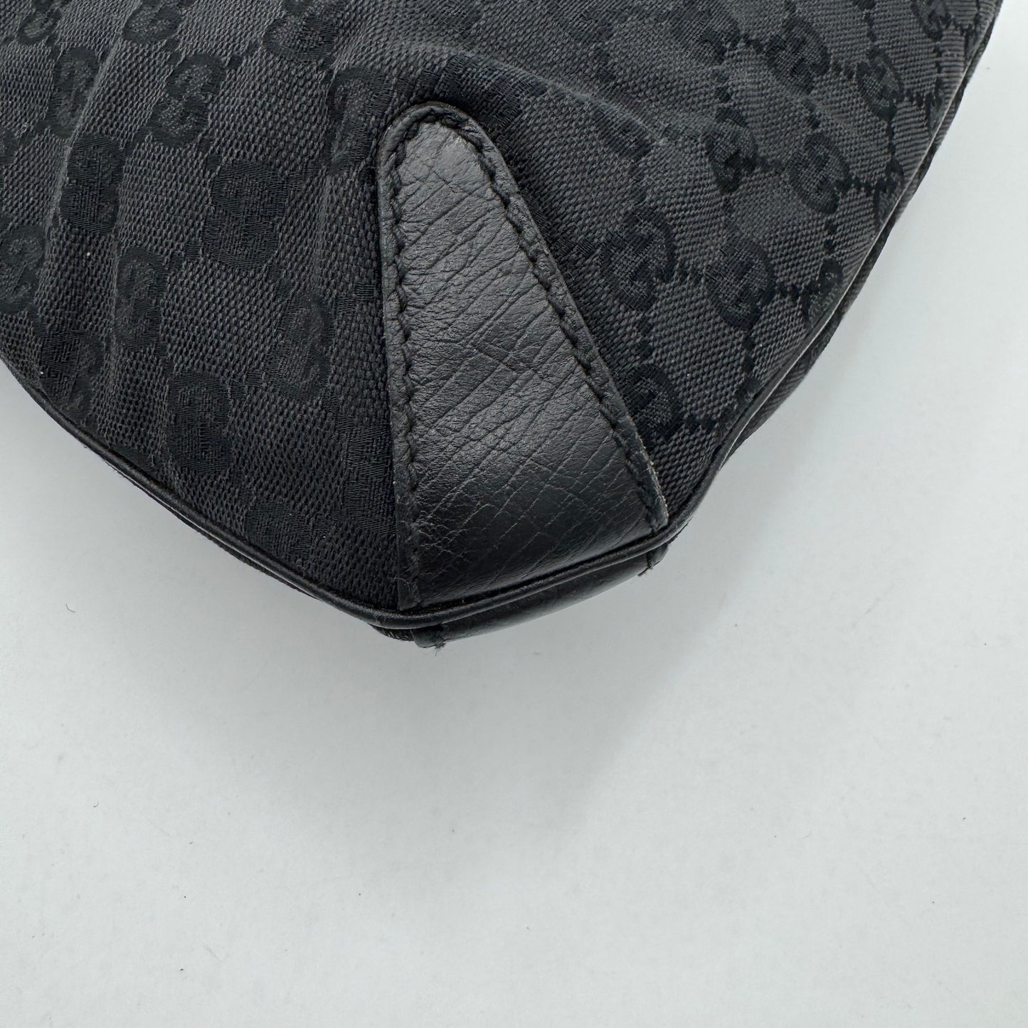 Gucci Black Monogram Canvas and Leather Horsebit Hobo Shoulder Bag