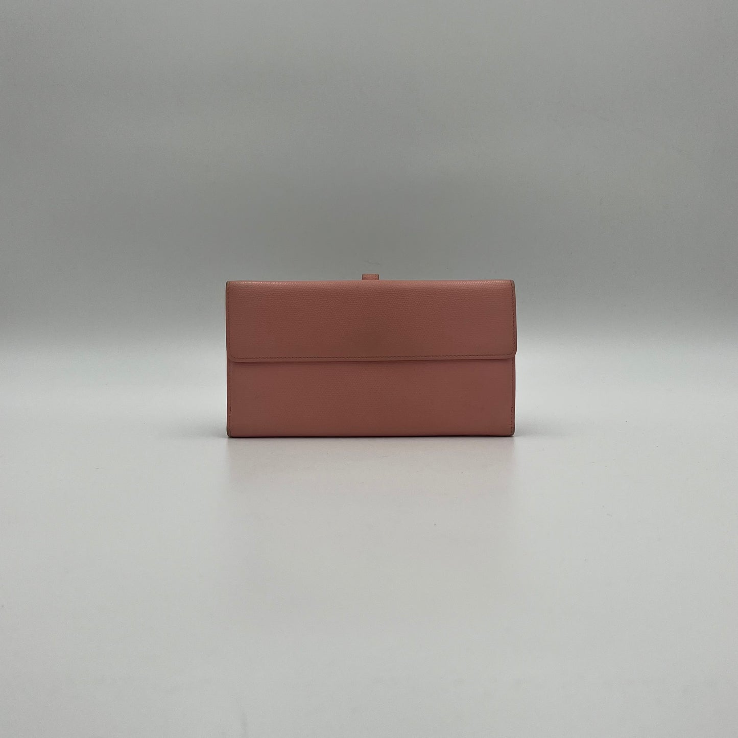 Chanel Light Pink Leather Coco Button Long Wallet