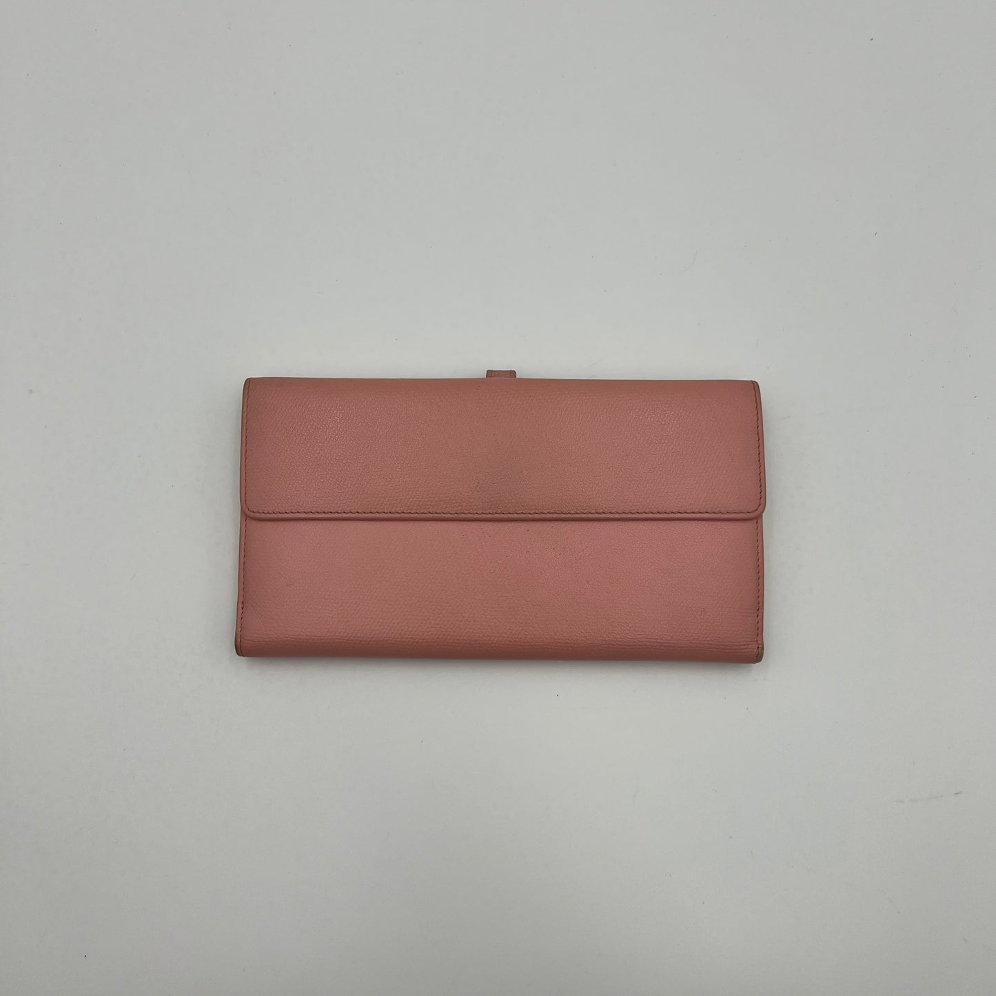 Chanel Light Pink Leather Coco Button Long Wallet
