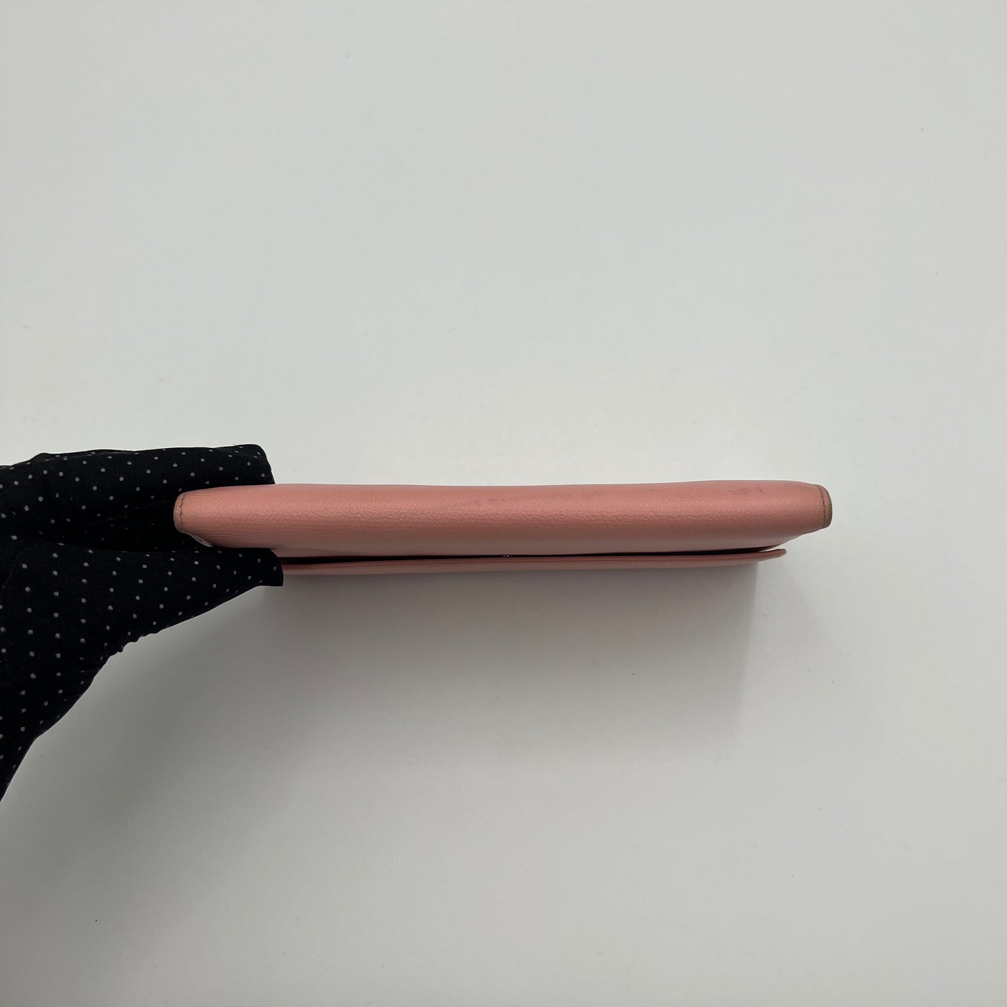 Chanel Light Pink Leather Coco Button Long Wallet