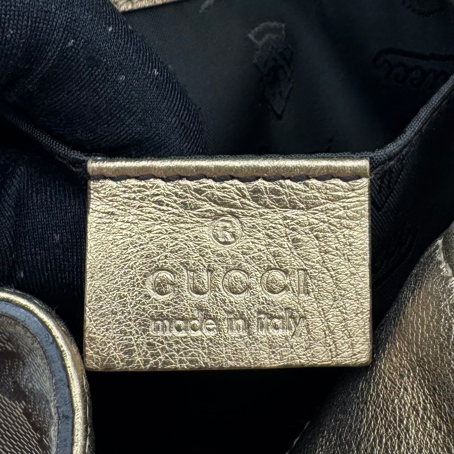 Gucci Beige Gold GG Canvas Coated Canvas Mini Babouska Indy Bag