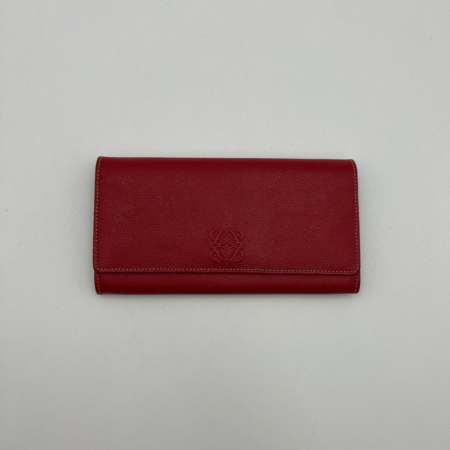 Loewe Red Leather Anagram Bifold Long Wallet
