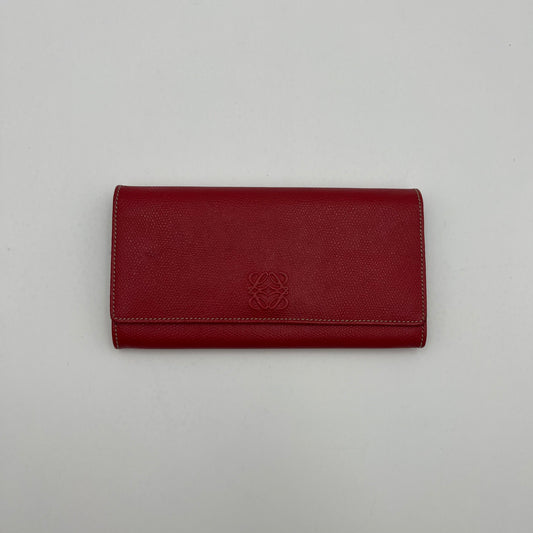 Loewe Red Leather Anagram Bifold Long Wallet