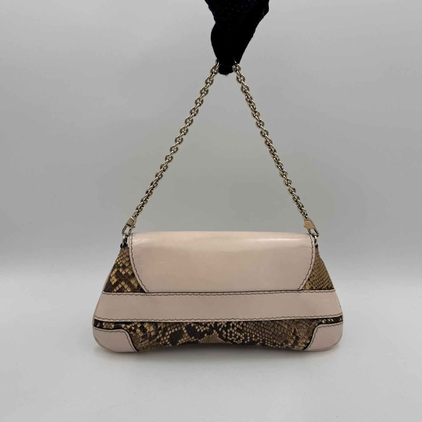 Gucci Python Queen Bow Buckle Clutch Chain Bag