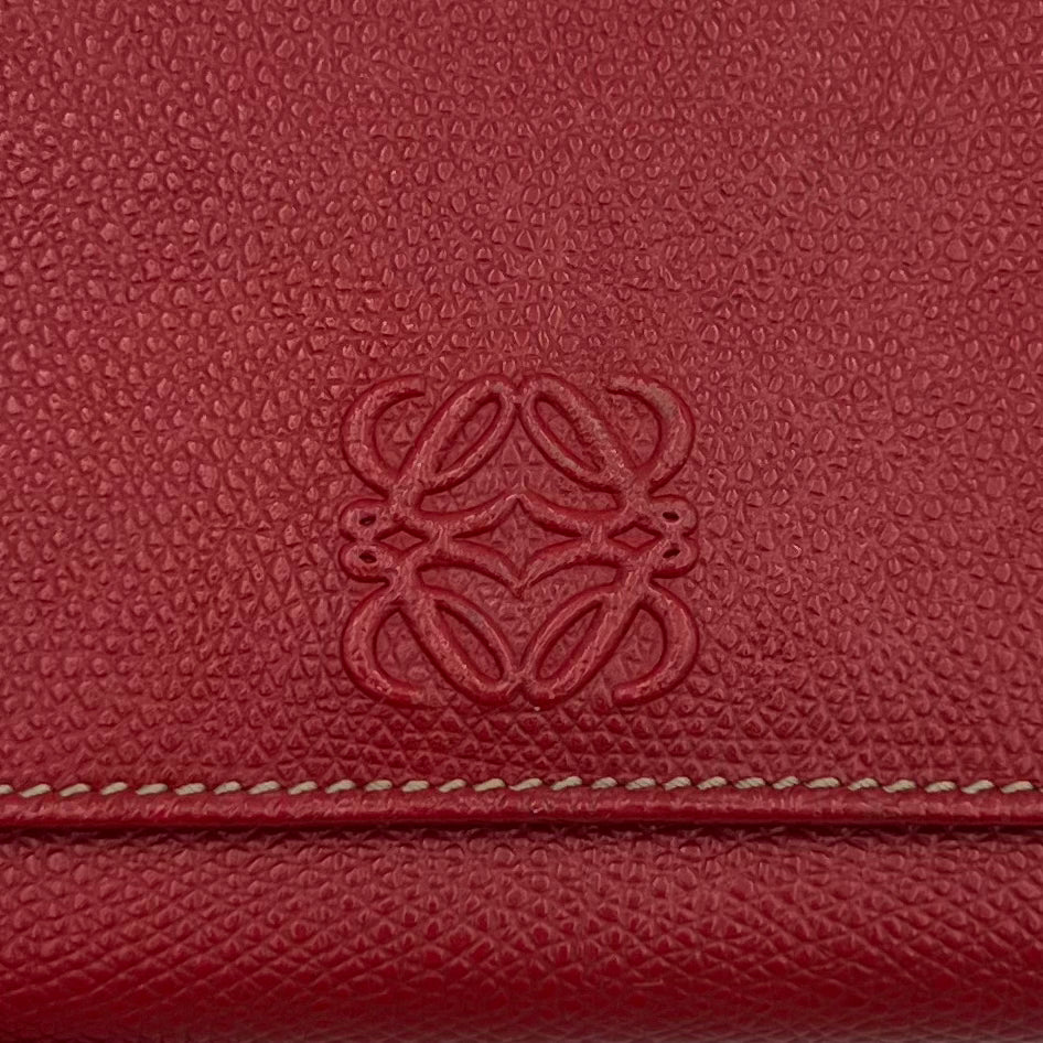 Loewe Red Leather Anagram Bifold Long Wallet