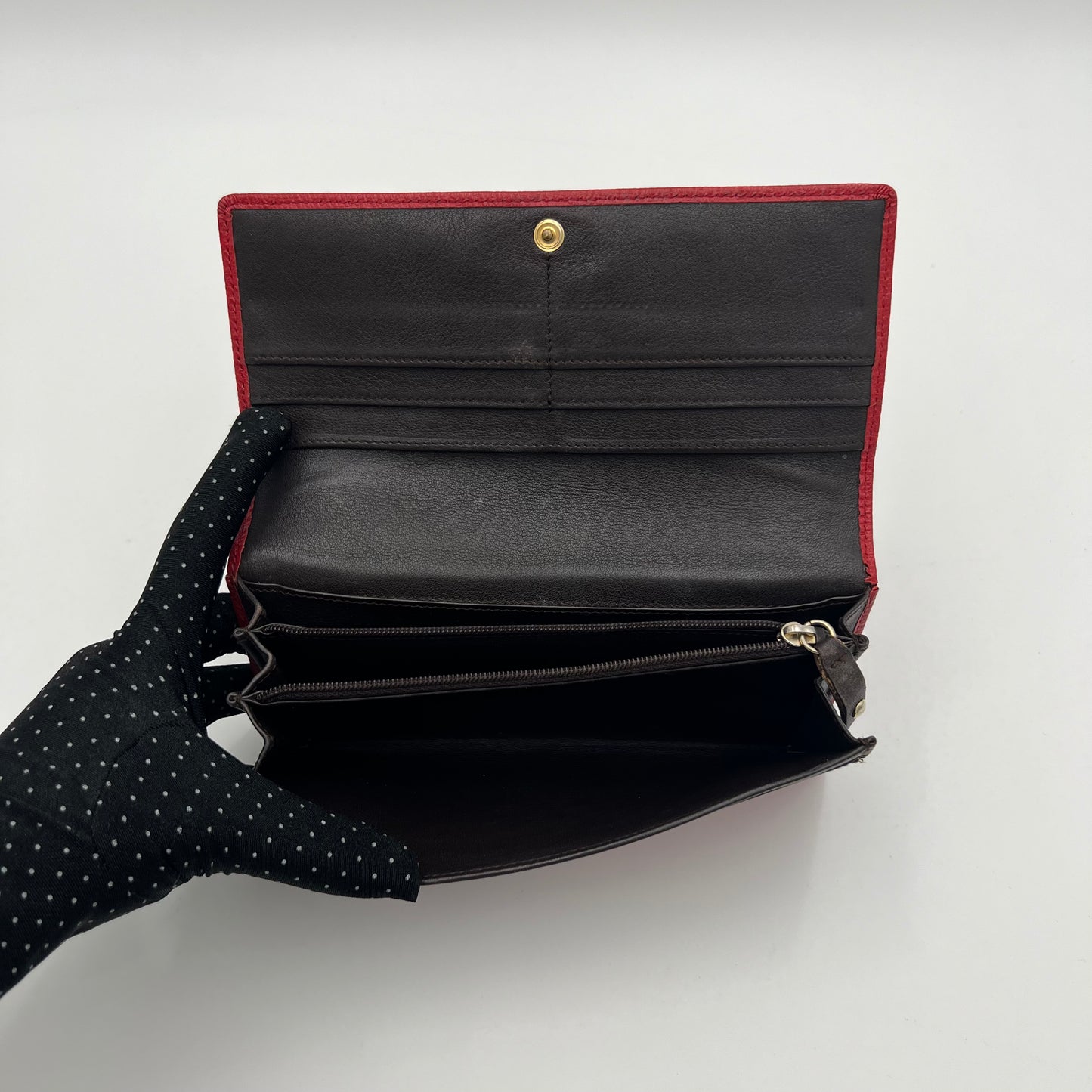 Loewe Red Leather Anagram Bifold Long Wallet