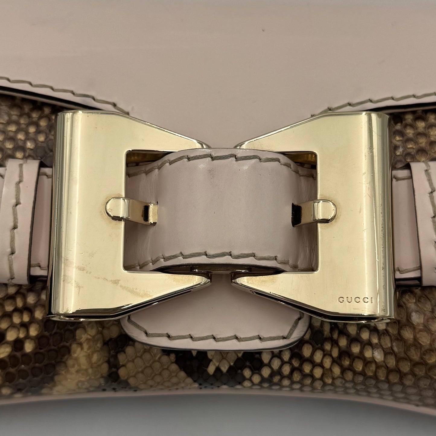Gucci Python Queen Bow Buckle Clutch Chain Bag