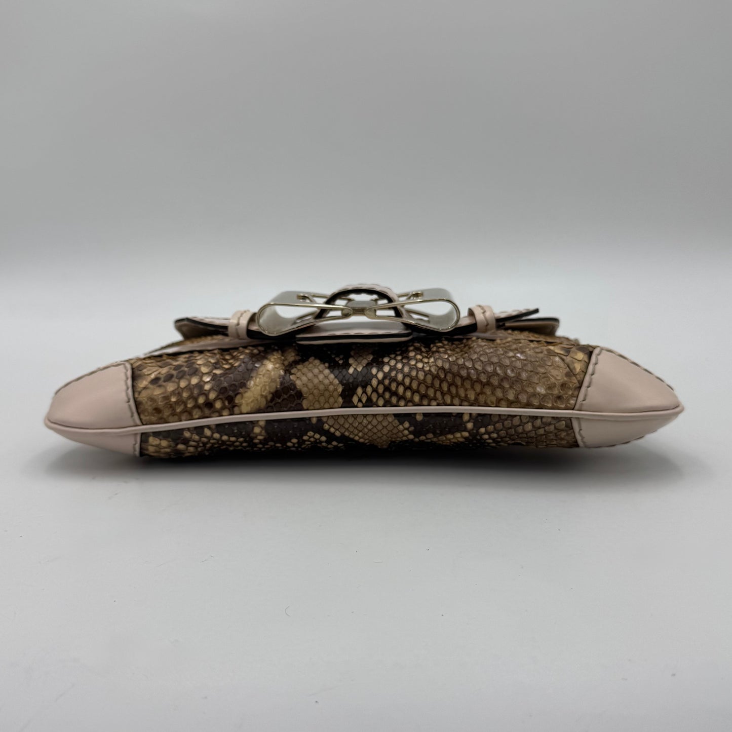 Gucci Python Queen Bow Buckle Clutch Chain Bag