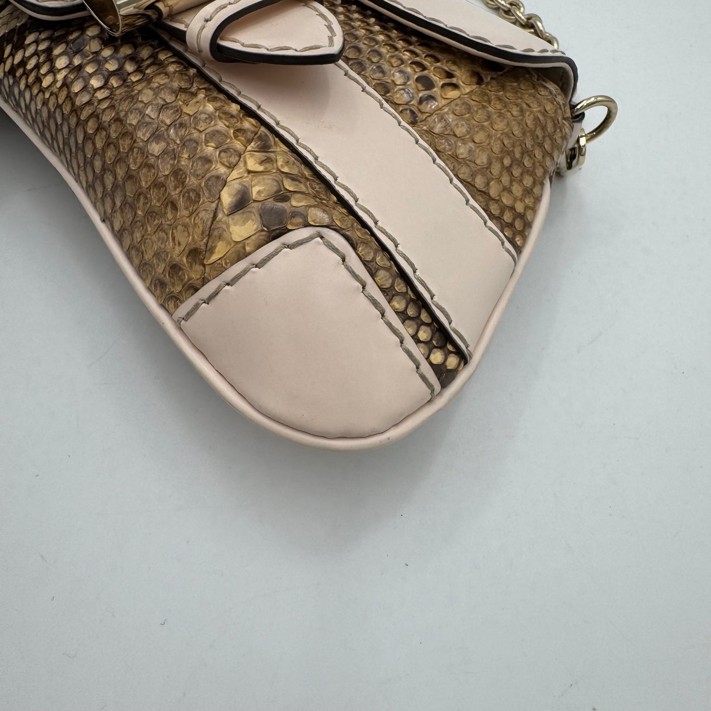Gucci Python Queen Bow Buckle Clutch Chain Bag