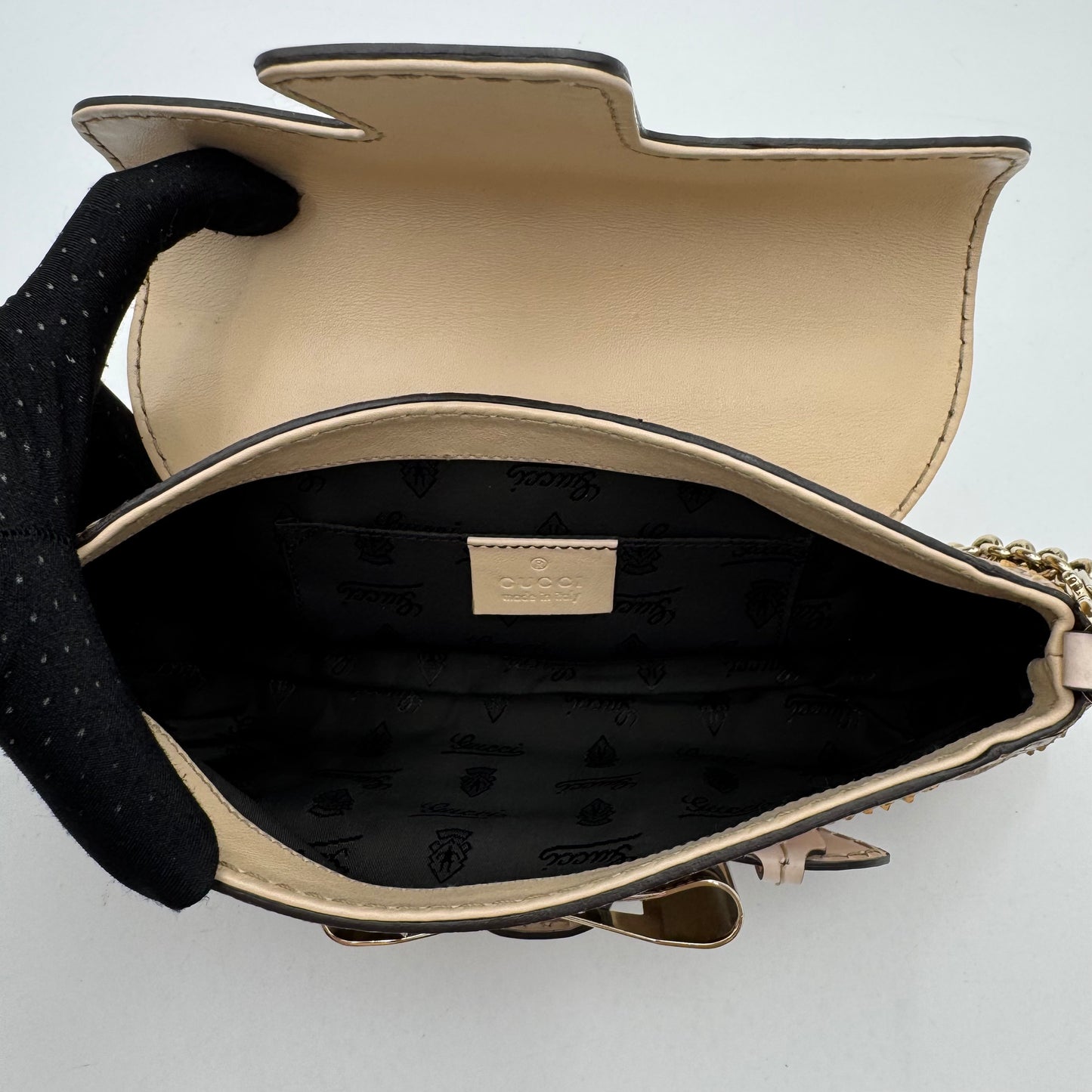 Gucci Python Queen Bow Buckle Clutch Chain Bag