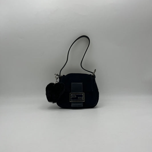 Fendi Dark Blue Cloth Mini Mamma Baguette