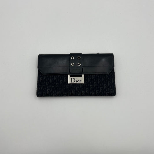 Christian Dior Black Trotter Street Chic Long Trifold Wallet