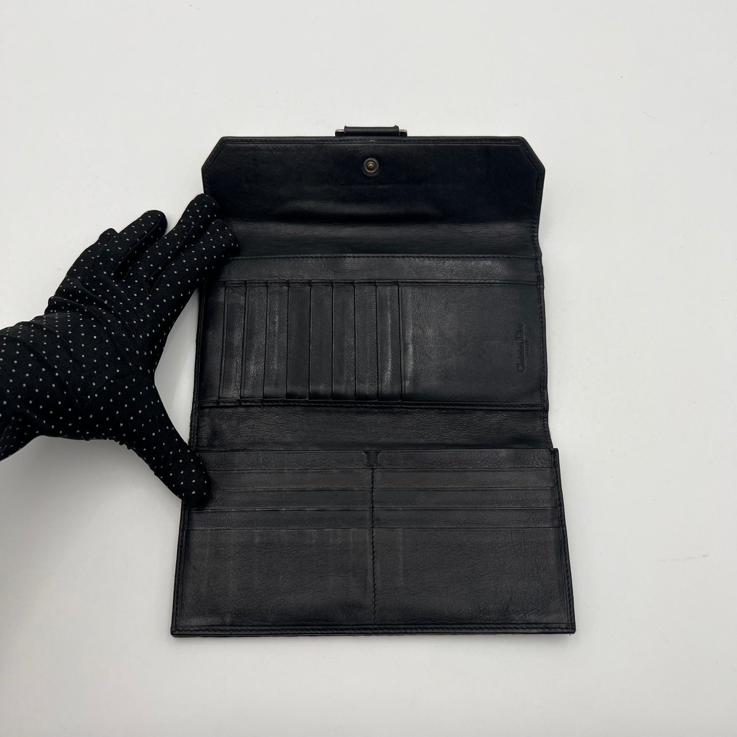 Christian Dior Black Trotter Street Chic Long Trifold Wallet
