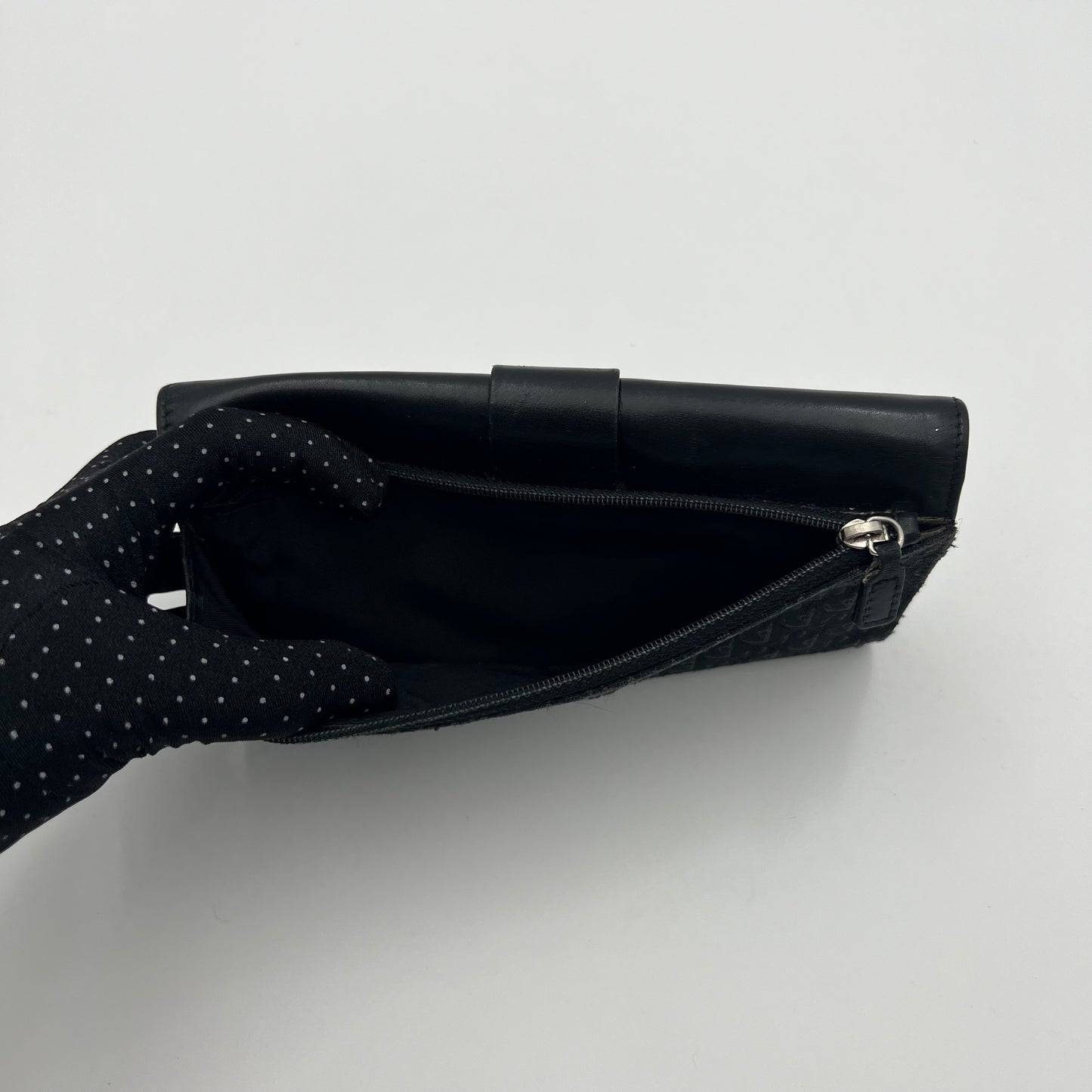 Christian Dior Black Trotter Street Chic Long Trifold Wallet