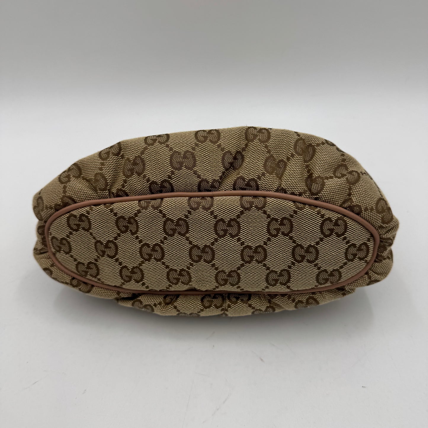 Gucci Beige Monogram Canvas Pink Leather Hobo Pochette