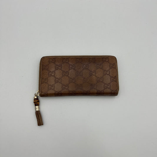 Gucci Brown Guccissima Leather Zippy Long Wallet