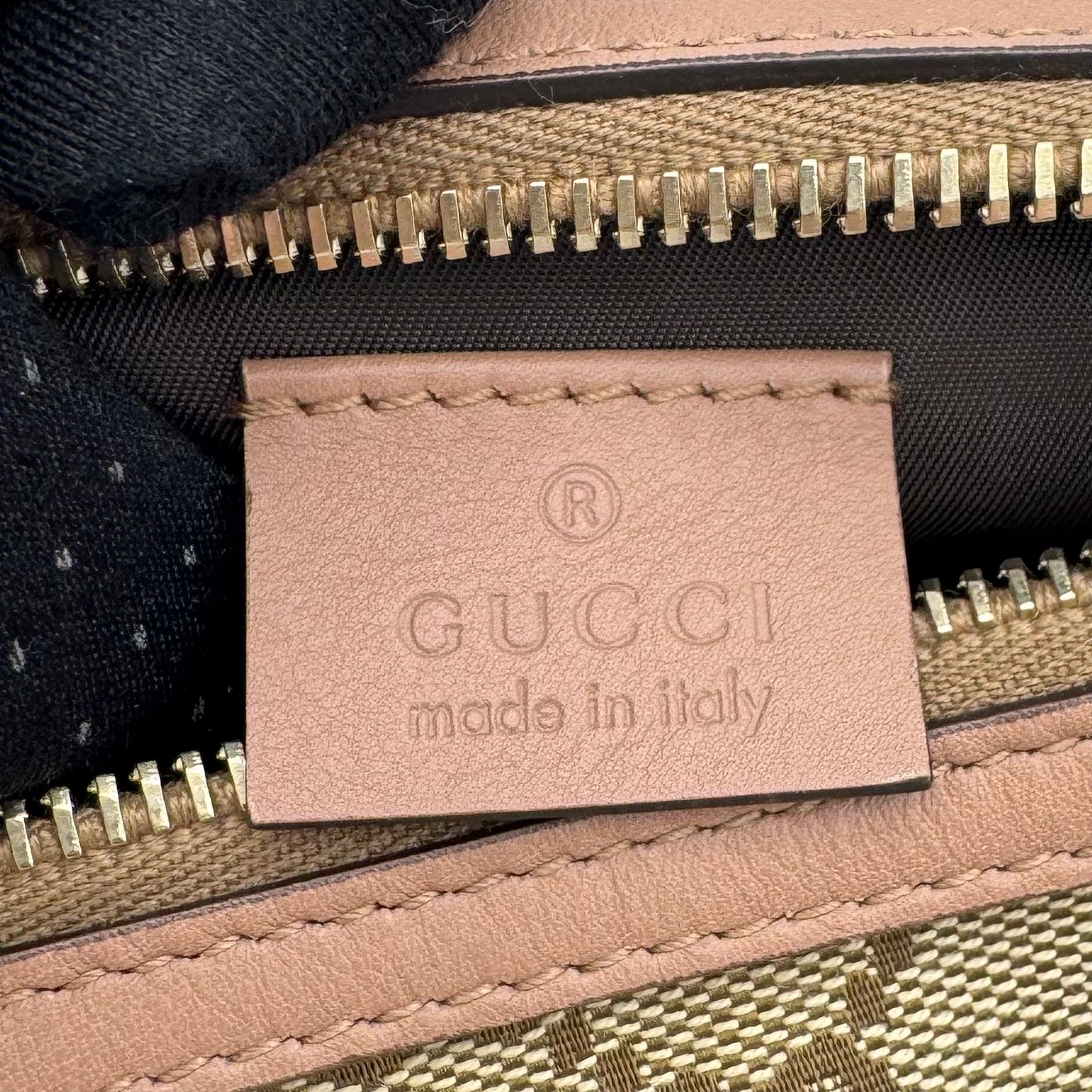Gucci Beige Monogram Canvas Pink Leather Hobo Pochette