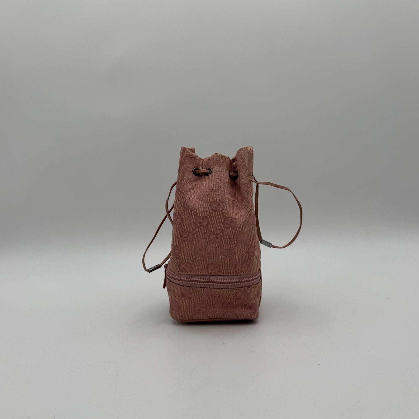 Gucci Pink Monogram Canvas Mini Drawstring Bucket Pouch