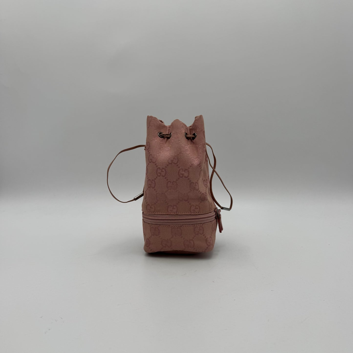 Gucci Pink Monogram Canvas Mini Drawstring Bucket Pouch