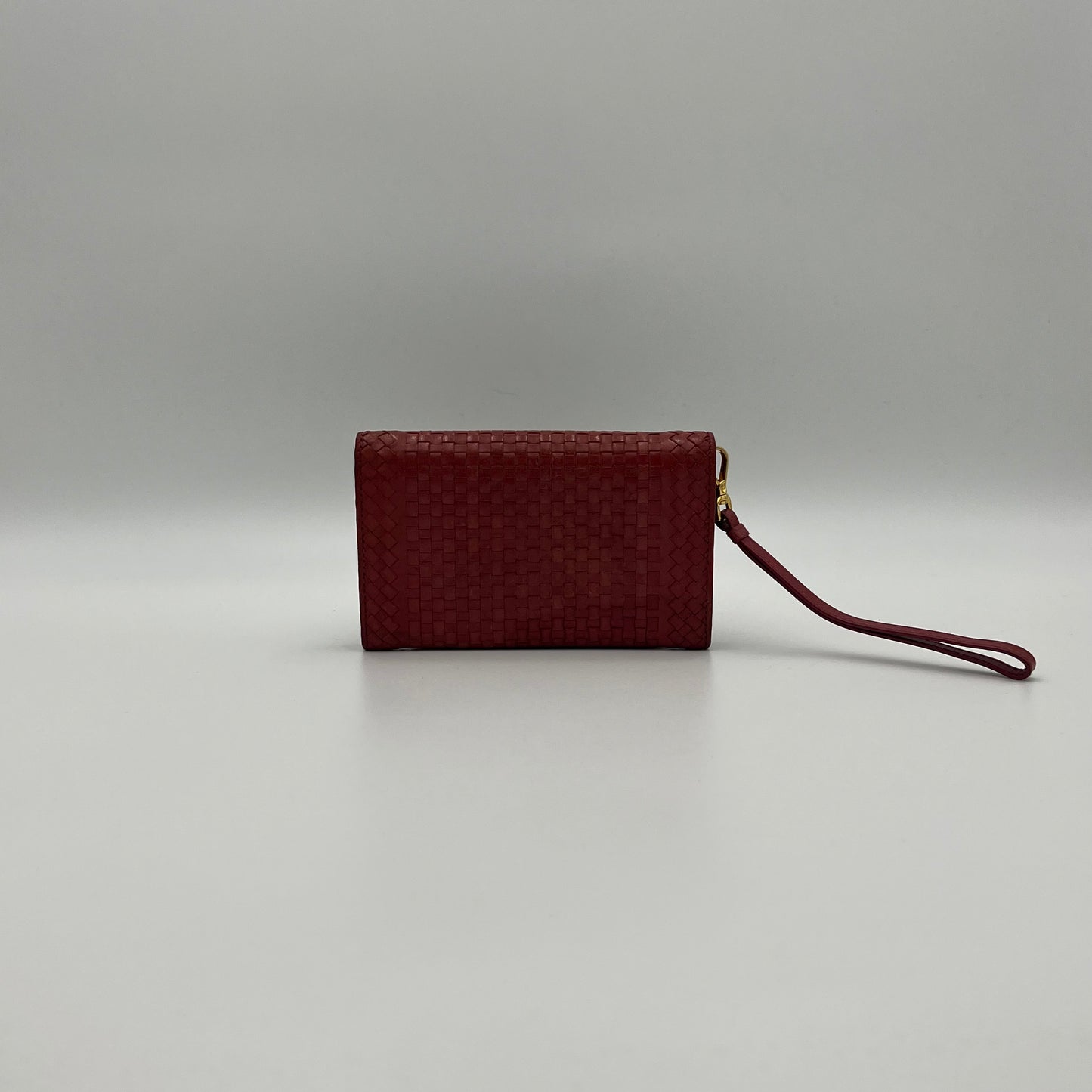 Prada Pink Woven Leather Madras Wristlet Wallet
