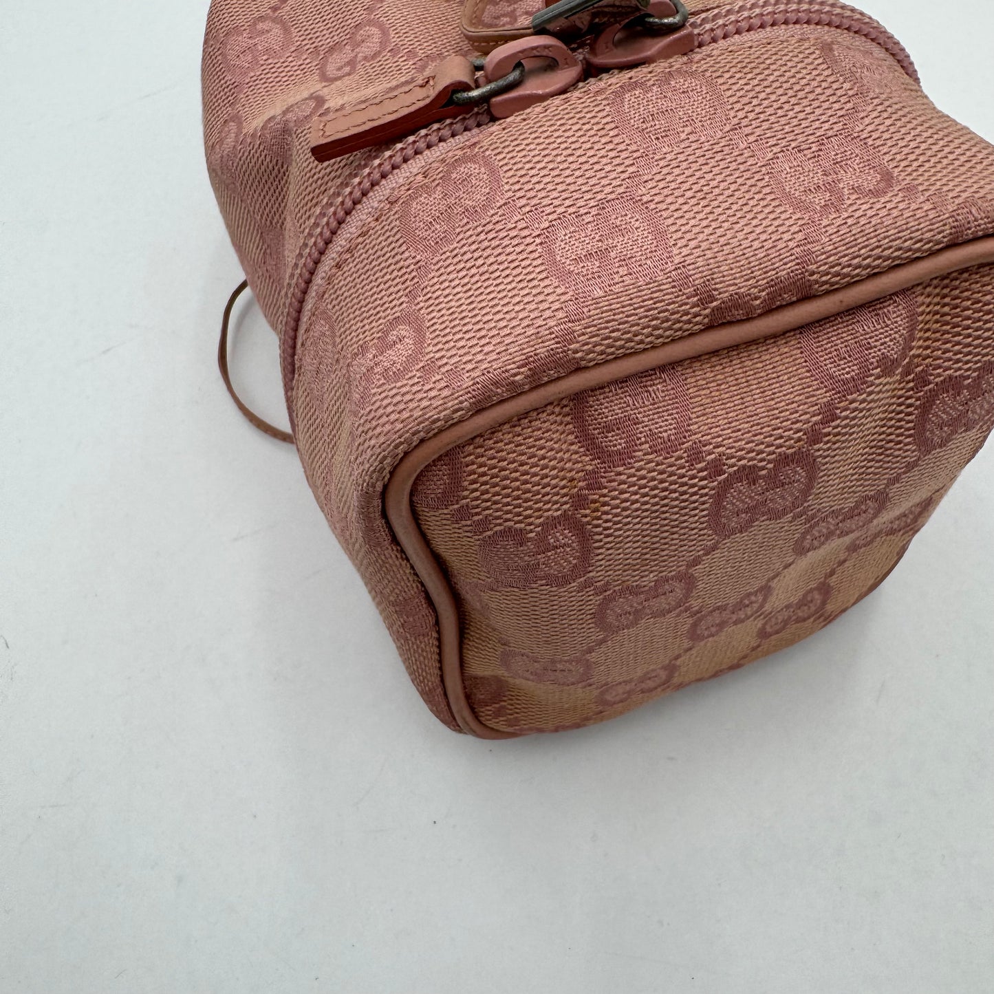 Gucci Pink Monogram Canvas Mini Drawstring Bucket Pouch