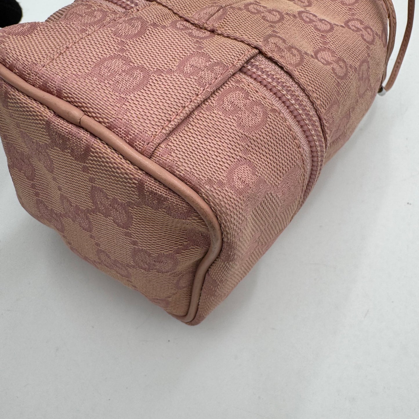 Gucci Pink Monogram Canvas Mini Drawstring Bucket Pouch