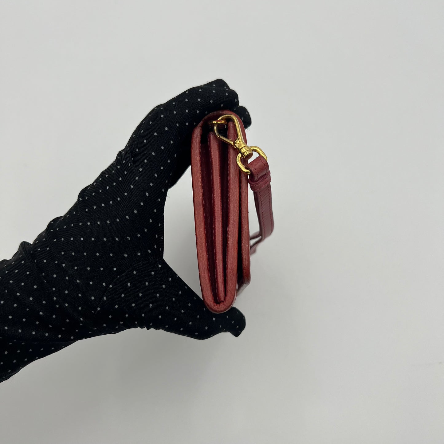 Prada Pink Woven Leather Madras Wristlet Wallet